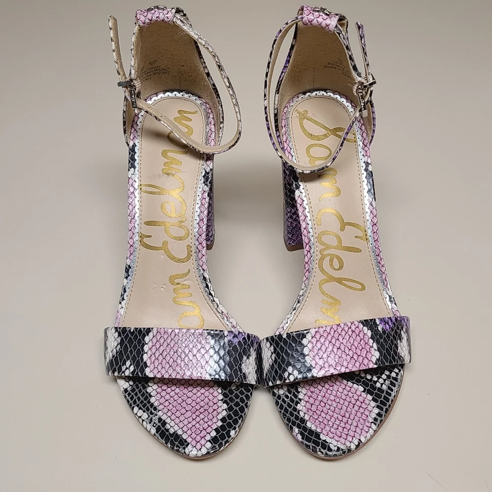 Sam Edelman Yaro snakeskin leather block heel sandals size 7 - Picture 4 of 12